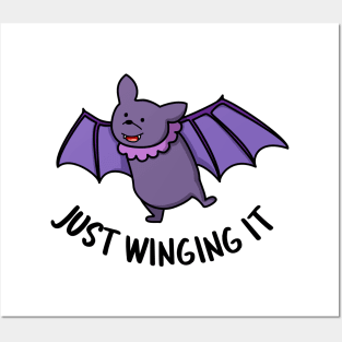 Just Winging It Cute Bat Pun Posters and Art